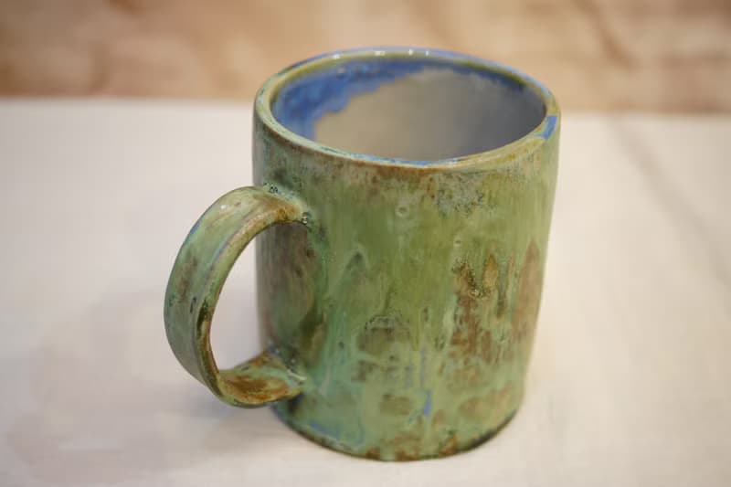 手作大容量馬克杯 綠湖岸 350ml  咖啡杯 陶杯 茶杯