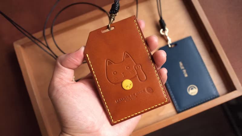 招財貓皮革工作證套