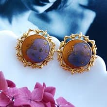 Vintage Jewelry 西洋古董飾品 景泰藍 星月 針式耳環