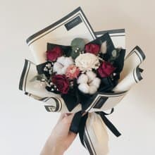 Journee乾燥玫瑰棉花滿天星畢業花束 情人節禮物 生日禮物