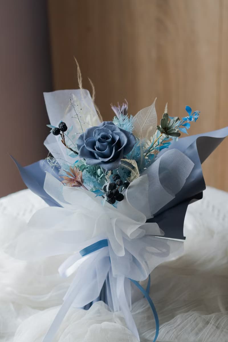 湛藍星空永生玫瑰花束 乾燥花 永生花 生日禮物 告白花束 七夕