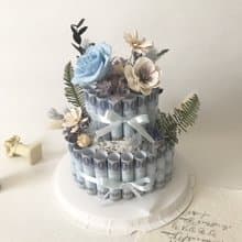 有錢花永生花鈔票兩層蛋糕 情人節禮物 生日週年開幕禮物