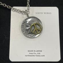 日本 North Works N-303黃銅和平標誌銀幣項鍊 復古硬幣 純銀項鍊