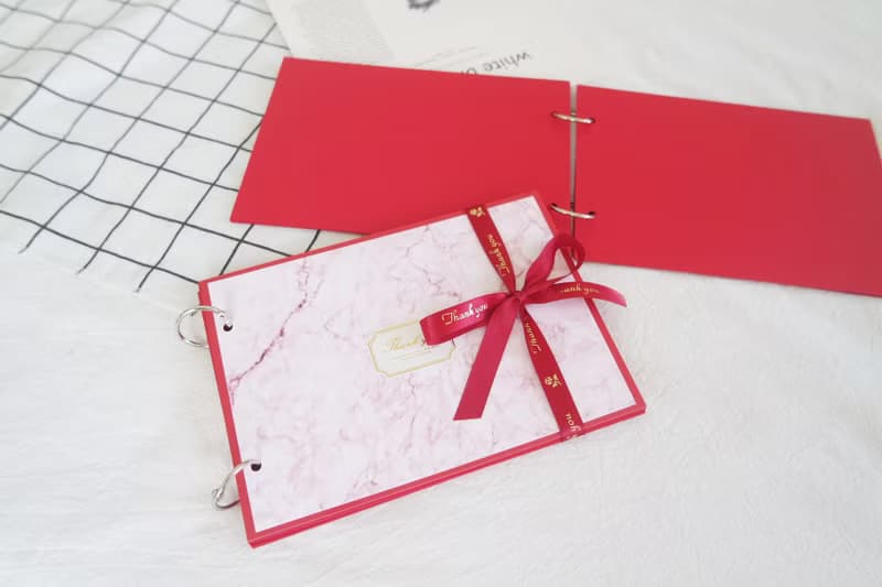 現貨 / A5 質感大理石紅色系手工書 - 活頁式回憶相本 手工相本