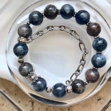 ITS-B659【設計款・海洋星空・共生礦藍晶石】天然石水晶手鍊手環