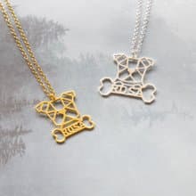 Custom Dog Bone Necklace, Memorial gift for Pet lover Geometric Style