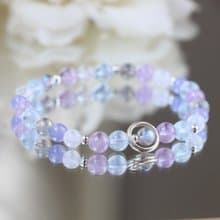 坦桑石 丹泉石 月光石 拉長石 海藍寶。紫陽花 純銀水晶手鍊