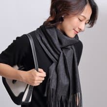 遠方牧人 / 窄版厚磅Cashmere水波紋羊絨圍巾_炭灰  / 情人生日禮
