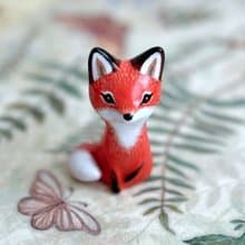 Red Fox Figurine, Clay Fox Figurine Desk, Fox Family, Fox Sculpture, Fox Figure,