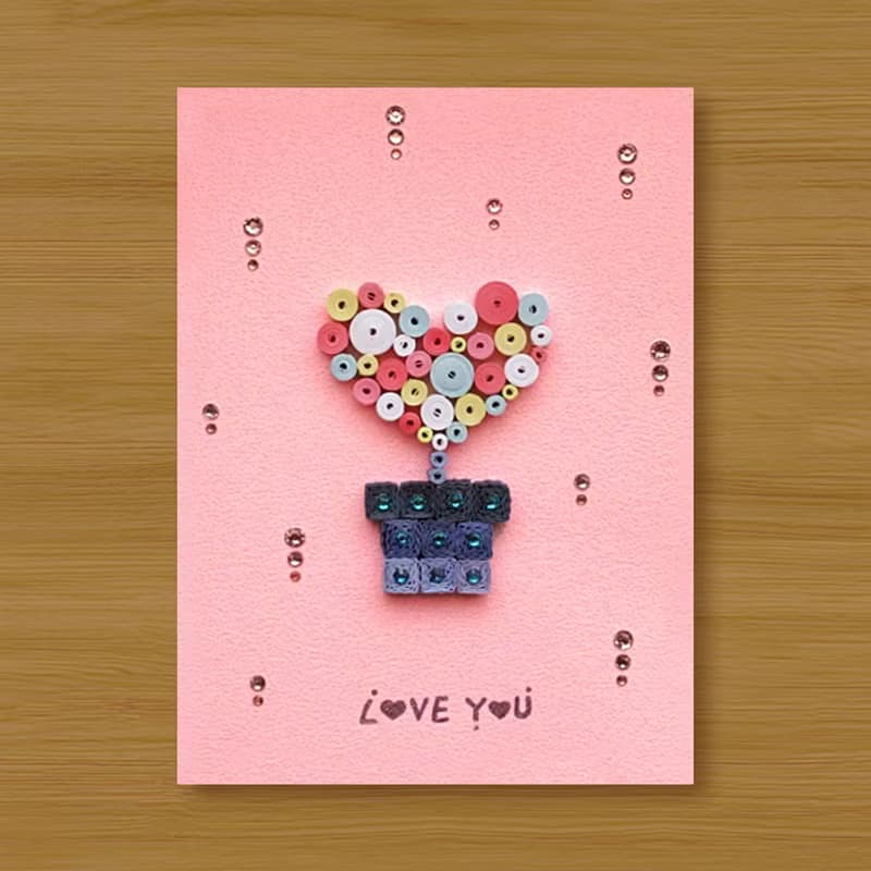 ( 2款供選擇 ) 手工捲紙卡片 _ 愛戀小盆栽 Love You - 情人卡