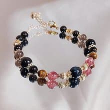藍虎眼 金耀石 黃虎眼  草莓晶 茶晶  /星空守護者水晶手