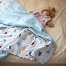 teddy bear baby cotton muslin gauze blanket, 新生兒 出産祝い, 布  ブランケッ Made in korea