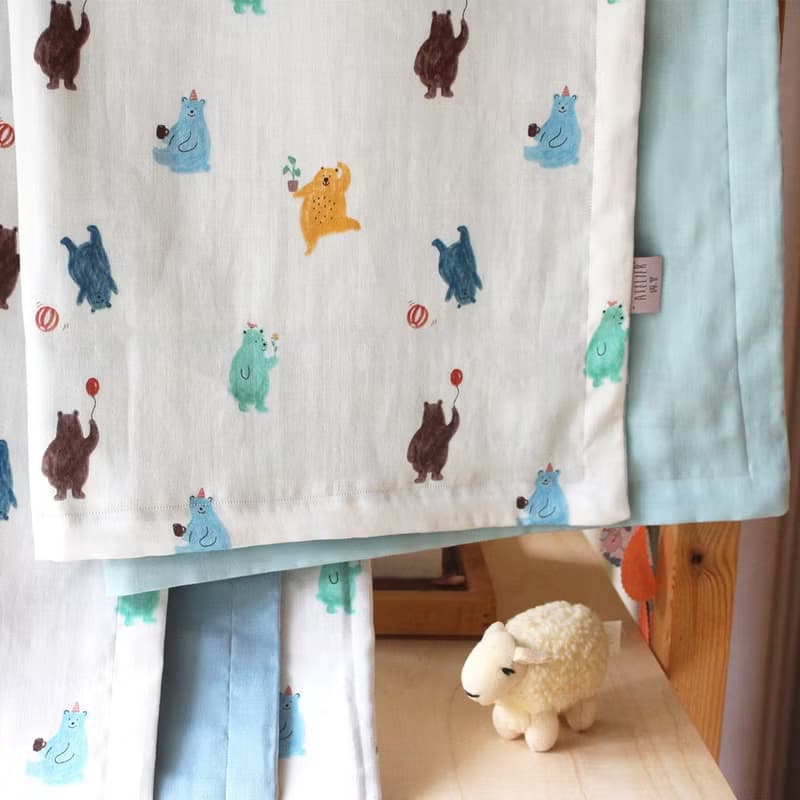 teddy bear baby cotton muslin gauze blanket, 新生兒 出産祝い, 布  ブランケッ Made in korea