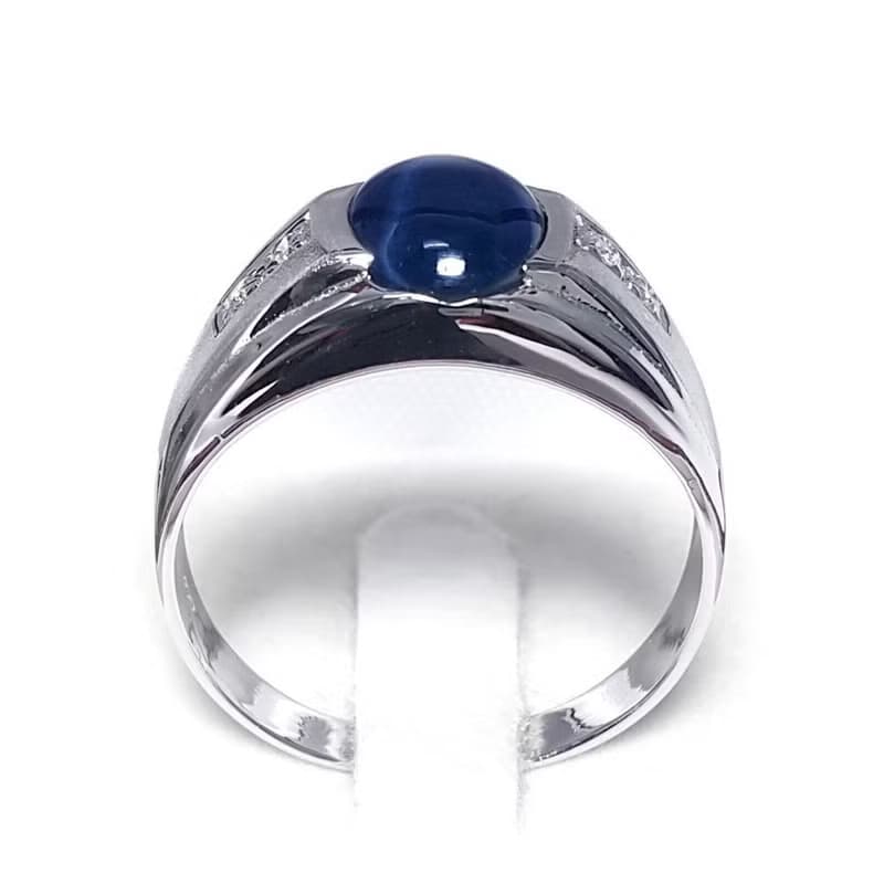 3.30 ct Natural star blue sapphier ring silver sterling size 7.0 free resize