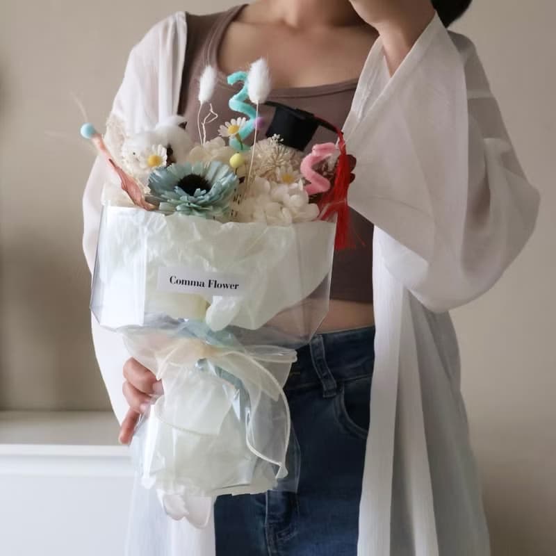 青春扭棒紫太陽花花束 向日葵 生日  畢業禮物 老師禮物