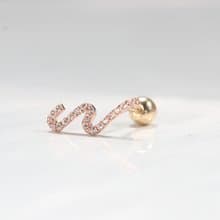 純14K  手繪線條鎖珠耳環(單個)耳骨 耳窩 不退色