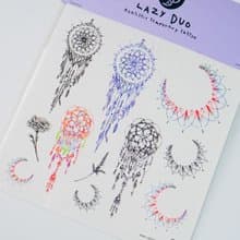 手繪水彩紋身貼紙迷你小捕夢網刺青簡約浪漫甜美粉紫粉紅月亮星球