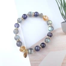 星耀引金//拉長石錦清石堇青石黃水晶手鍊