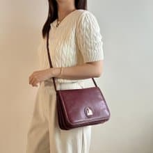 中古美品 法國 Lanvin 浪梵 真皮風琴包 母女標誌 兩用斜背 酒紅