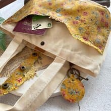 簡約實用 厚布袋拼意大利花紋羊革 耐用 手提袋