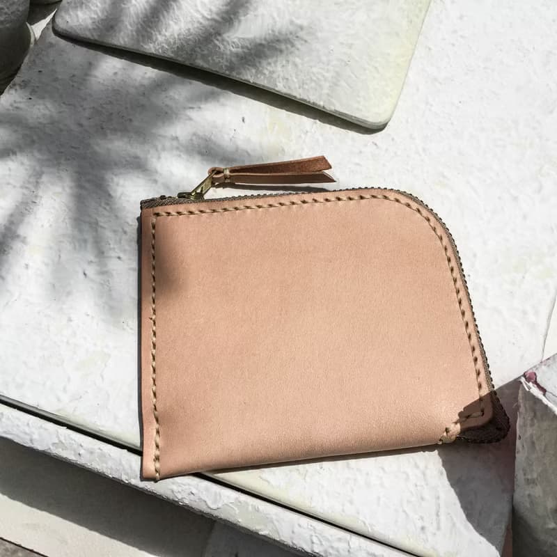 不撞包本色植鞣革全真皮L型拉鍊零錢包/短夾