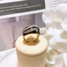 【西洋古董飾品】10精品18KTGE 黑光琺瑯 鑲嵌鑽 注18K金 戒指