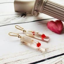 Handmade resin earrings Red Flowers, Birthday gift for women, Dangle earrings