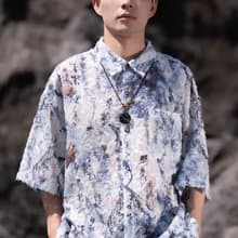 新中式復古 水墨書法短袖襯衫