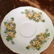 Queen Anne 精緻小黃花與三葉草小茶碟