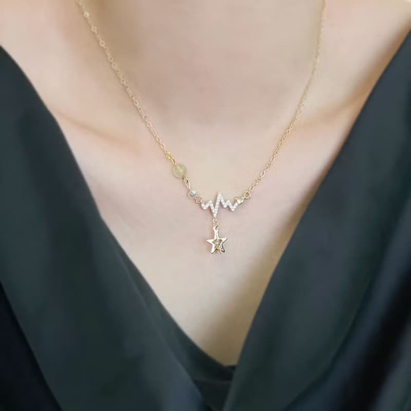 Giftest金髮晶珍珠 / 守護星光 星星基督教情人節項鍊友誼聖經N74