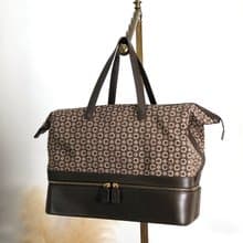 【 日本直送　名牌中古包 】CELINE セリーヌ Cマカダム ボストンバッグ ブラウン ジャガード レザー vintage ヴィンテージ 7kve88