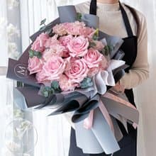 盛夏巴黎月光玫瑰鮮花花束