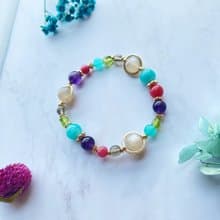 天河石 紫水晶 薔薇石 奶茶月光 橄欖石||好運愛情貴人智慧 手鍊