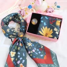 【絲巾套裝禮物】萬壽菊絲巾套裝 配純銅鍍金獨家絲巾扣