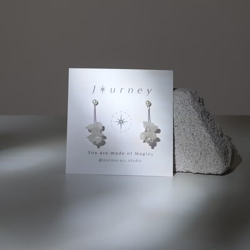 Blanche 珍珠耳環/ 花瓣/天然石/ 純銀耳環/ 特別/ 細緻/ 禮物
