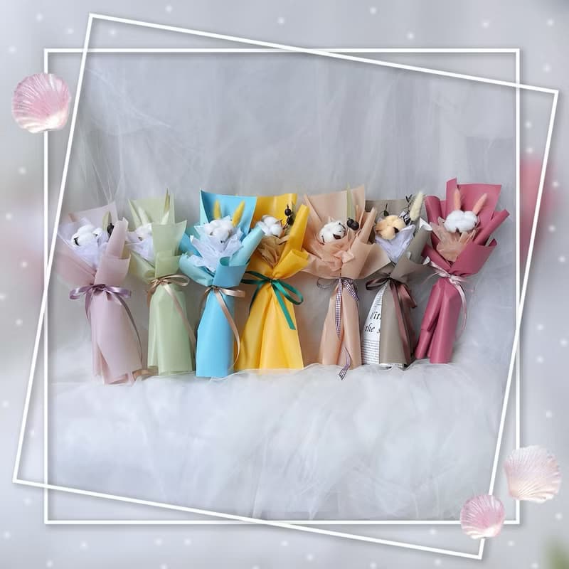 棉花花束 熱銷小資款 三色選擇 母親節花束 母親節 送禮 七色棉花