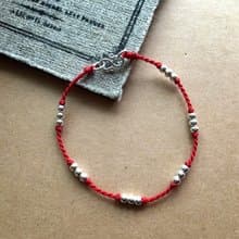 點點 / 巴西蠟線 /純銀/ 編織手鍊/ 925 silver bracelet / 腳鍊