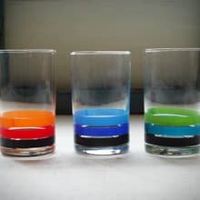 早期印花水杯-多彩線圈 (餐具/舊貨/老物/幾何/圈圈/玻璃)