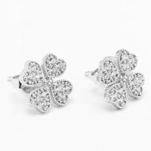 純銀鋯石四葉草耳環