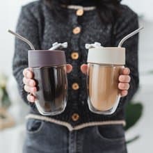 【贈送環保吸管】不燙手雙層隔熱玻璃杯2入組-325ml 情人節 生日