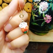 金銀財寶 14K陶招財貓綠松隨意扣