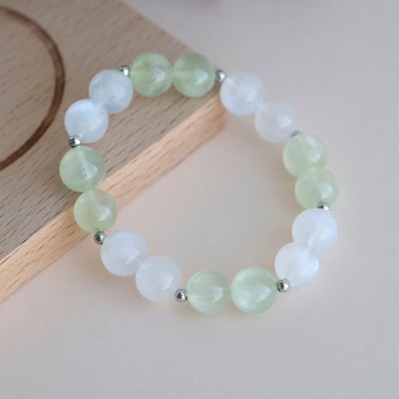 葡萄石x月光石丨天然礦石水晶手串女生生日禮物【促銷優惠】
