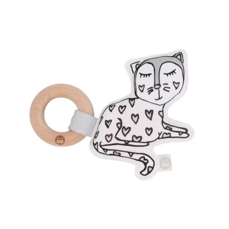 澳洲Kippins有機棉櫸木固齒器 – 凱蒂小貓(KITTY KIPLET RATTLE)
