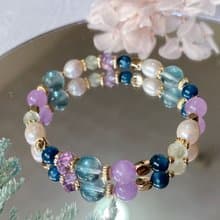 藍晶 紫水晶 葡萄石 螢石 珍珠 ||貴人 事業旺財 舒壓 水晶手鍊