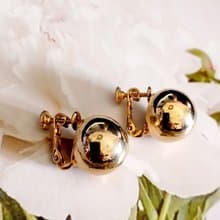 vintage jewelry  典雅小金球 夾式耳環