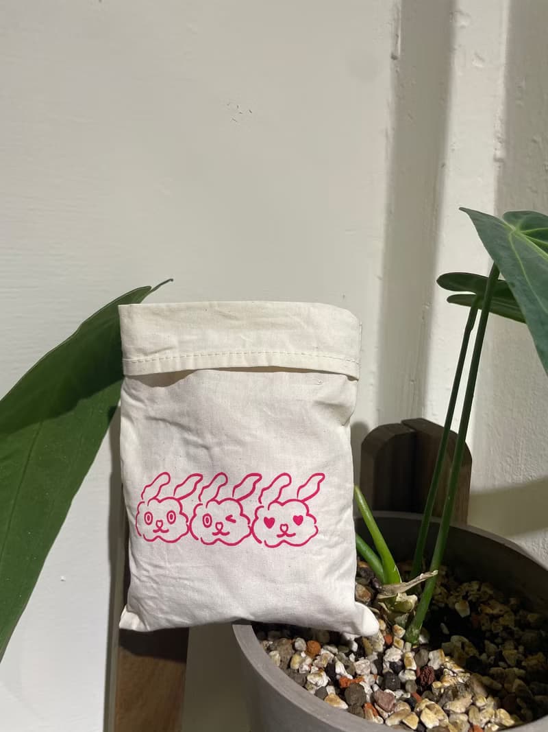 \你的提袋/小兔粉紅環保減塑網子編織袋