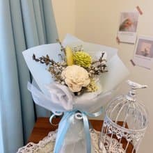 湖水綠乾燥小花束  畢業花束  送禮 生日禮  韓式花束 太陽花