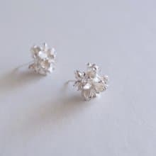 森林系 925純銀 爆米花 花朵 耳環 耳夾 一對