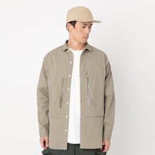 Wide Spread Collar Shirt長袖寬松襯衫 卡其色 皺褶布料