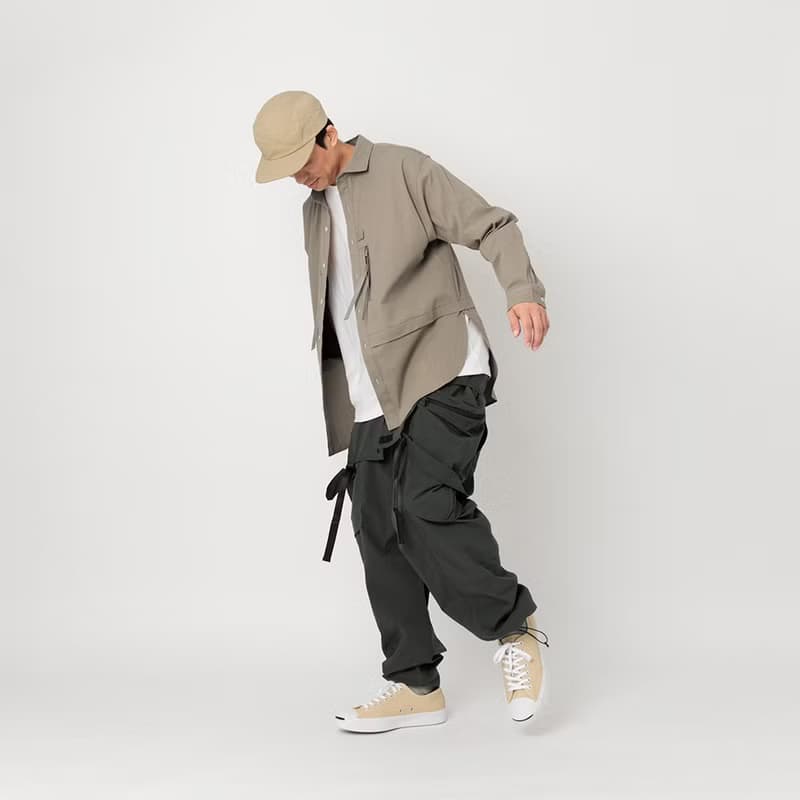 Wide Spread Collar Shirt長袖寬松襯衫 卡其色 皺褶布料